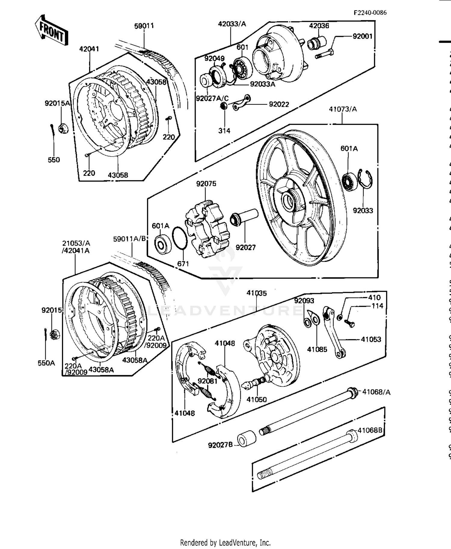 REAR WHEEL/HUB/BRAKE/BELT ('81-'83 D2/D3