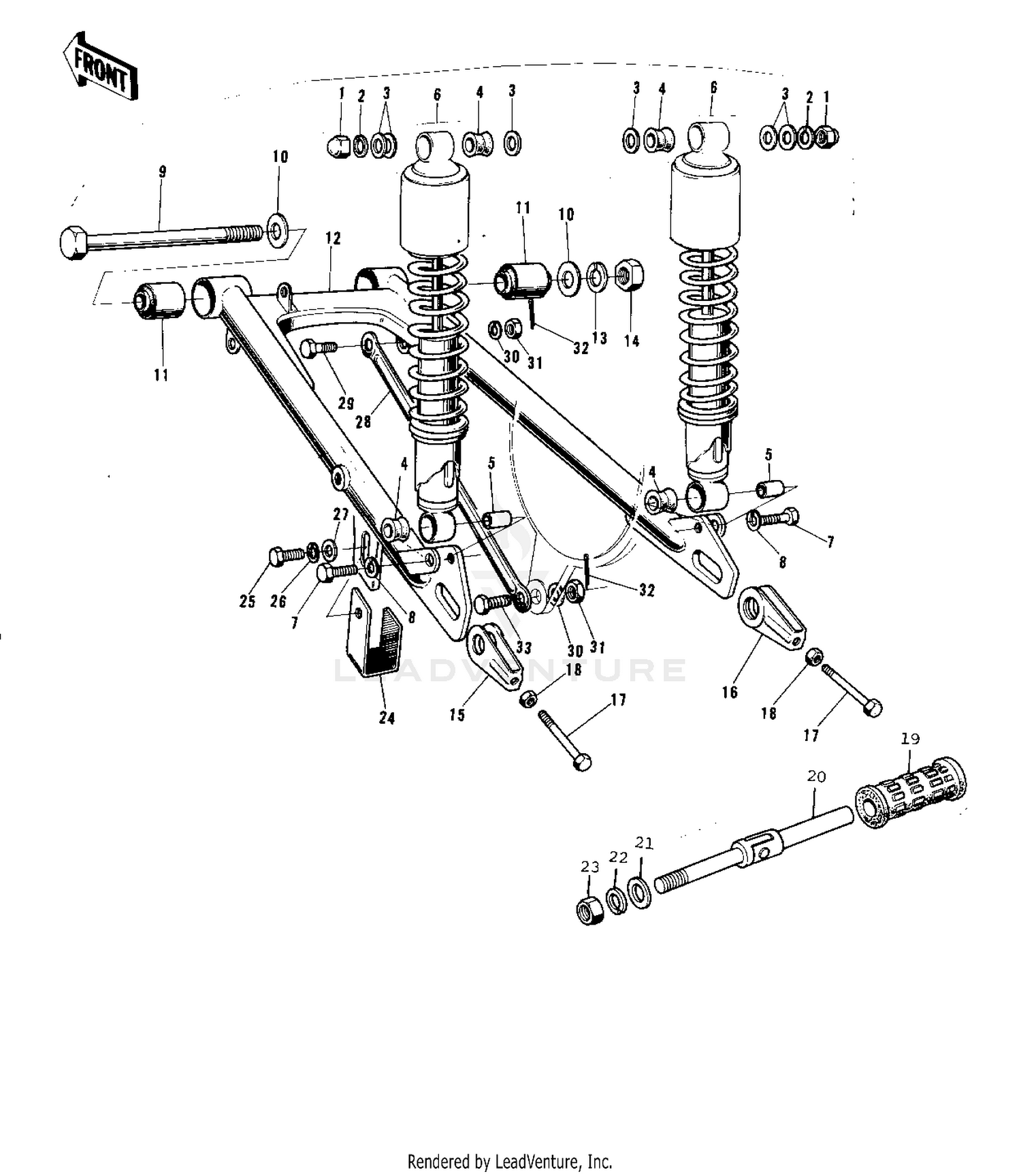 SWING ARM/SHOCK ABSORBERS ('74-'75 B/C)