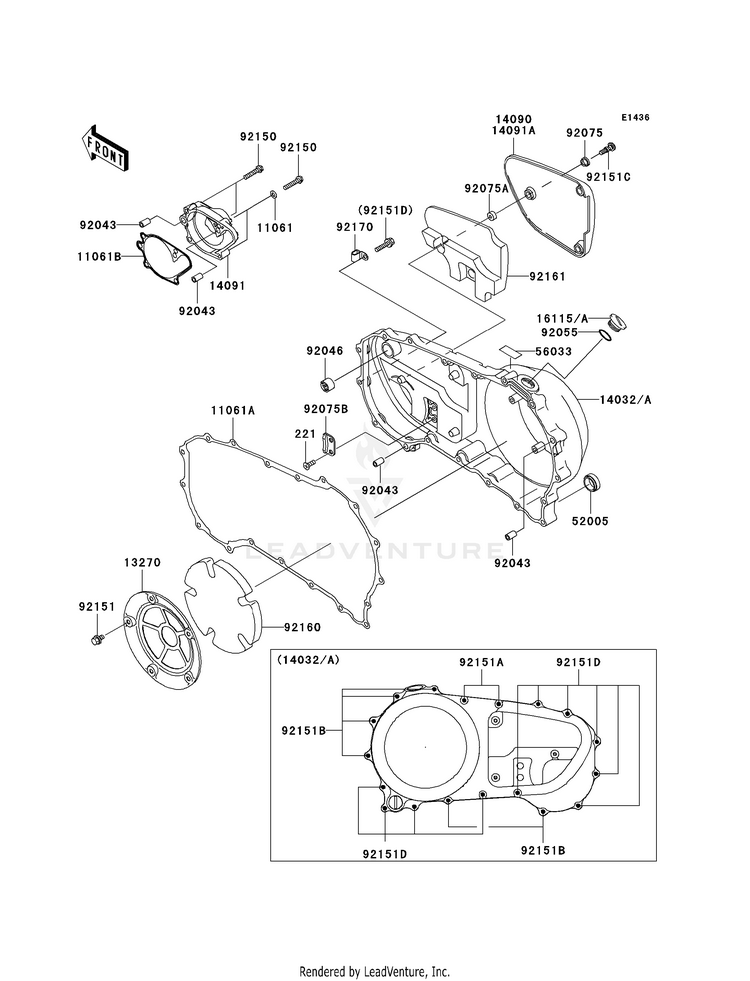 Right Engine Cover(S) VN1600B8F Vulcan 1600 Mean Streak (2008) Schematic