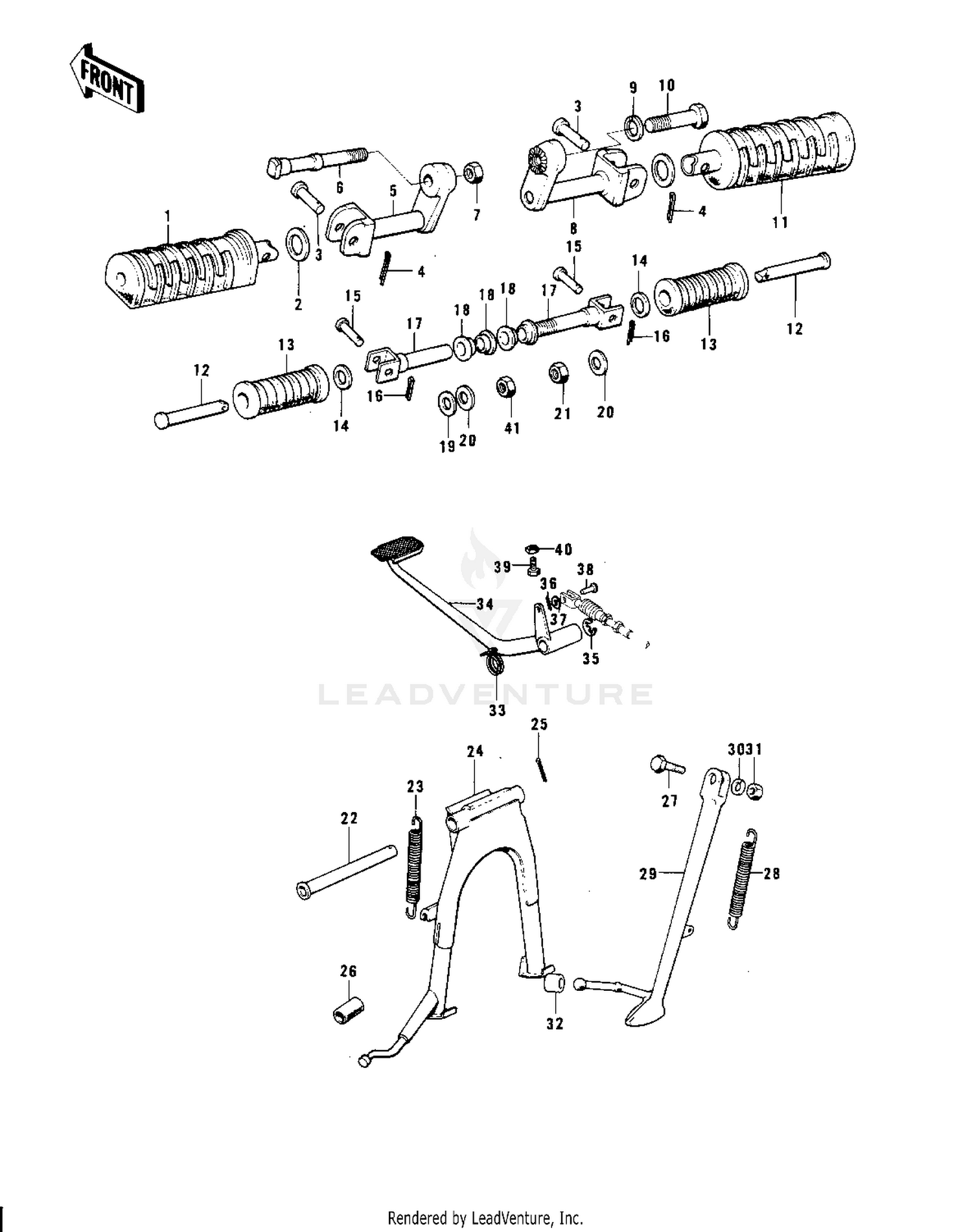 FOOTRESTS/STANDS/BRAKE PEDAL ('74-'75 S3