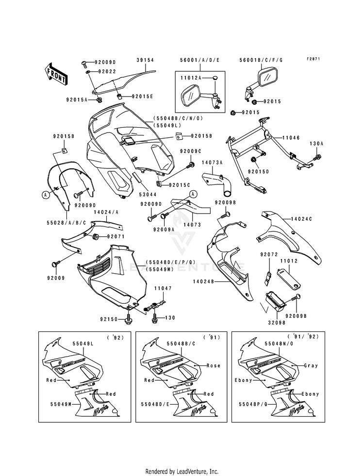 Cowling (Zx600-D2/D3) Schematic