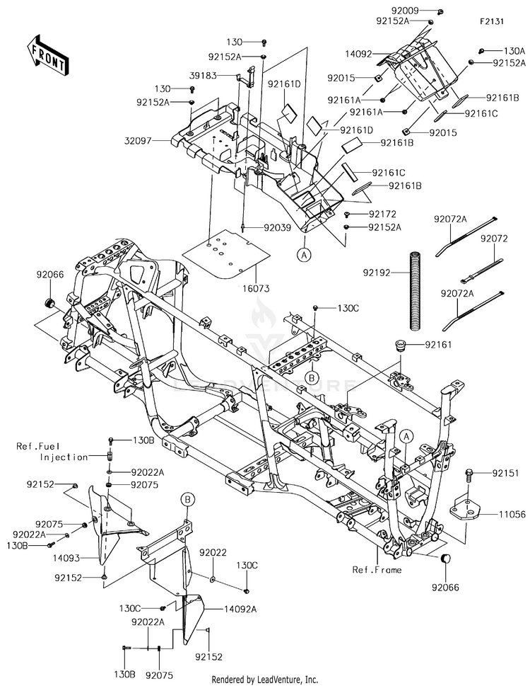 Frame Fittings KVF750GGF Brute Force 750 4x4i EPS (2016) Schematic