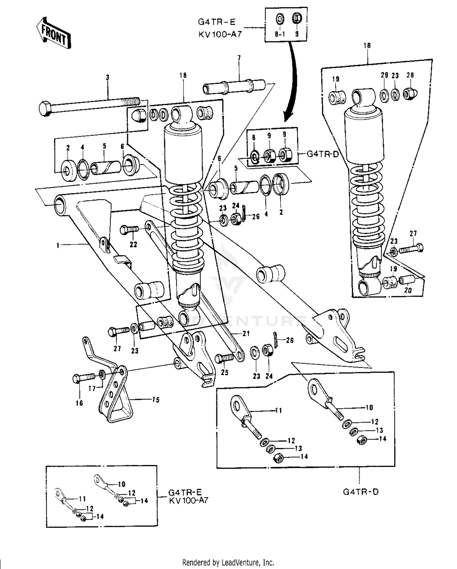 SWING ARM/SHOCK ABSORBERS ('74-'75)