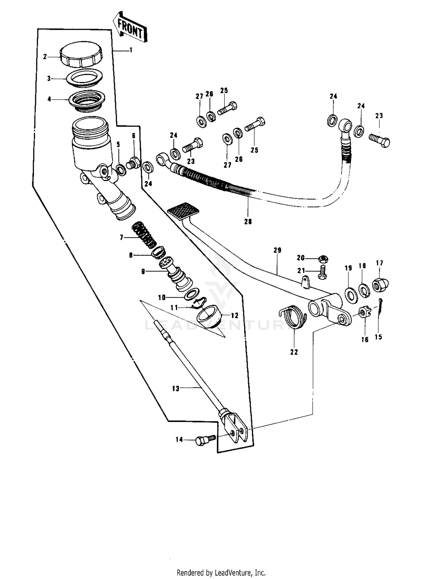REAR MASTER CYLINDER/BRAKE PEDAL ('77-'7