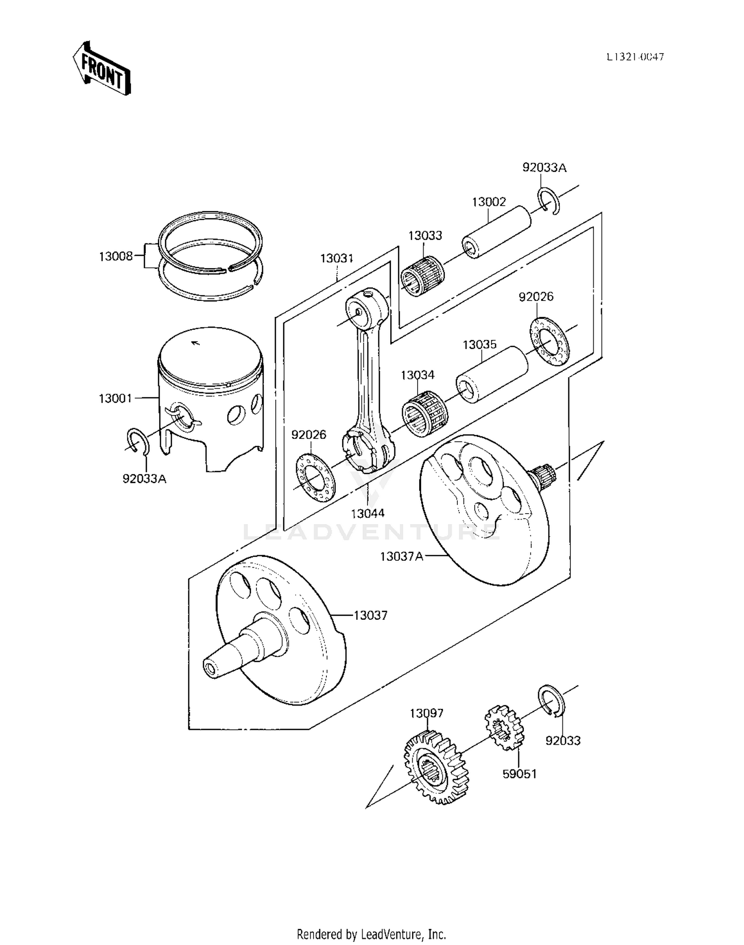 CRANKSHAFT/PISTON ('83 KX250-C1)