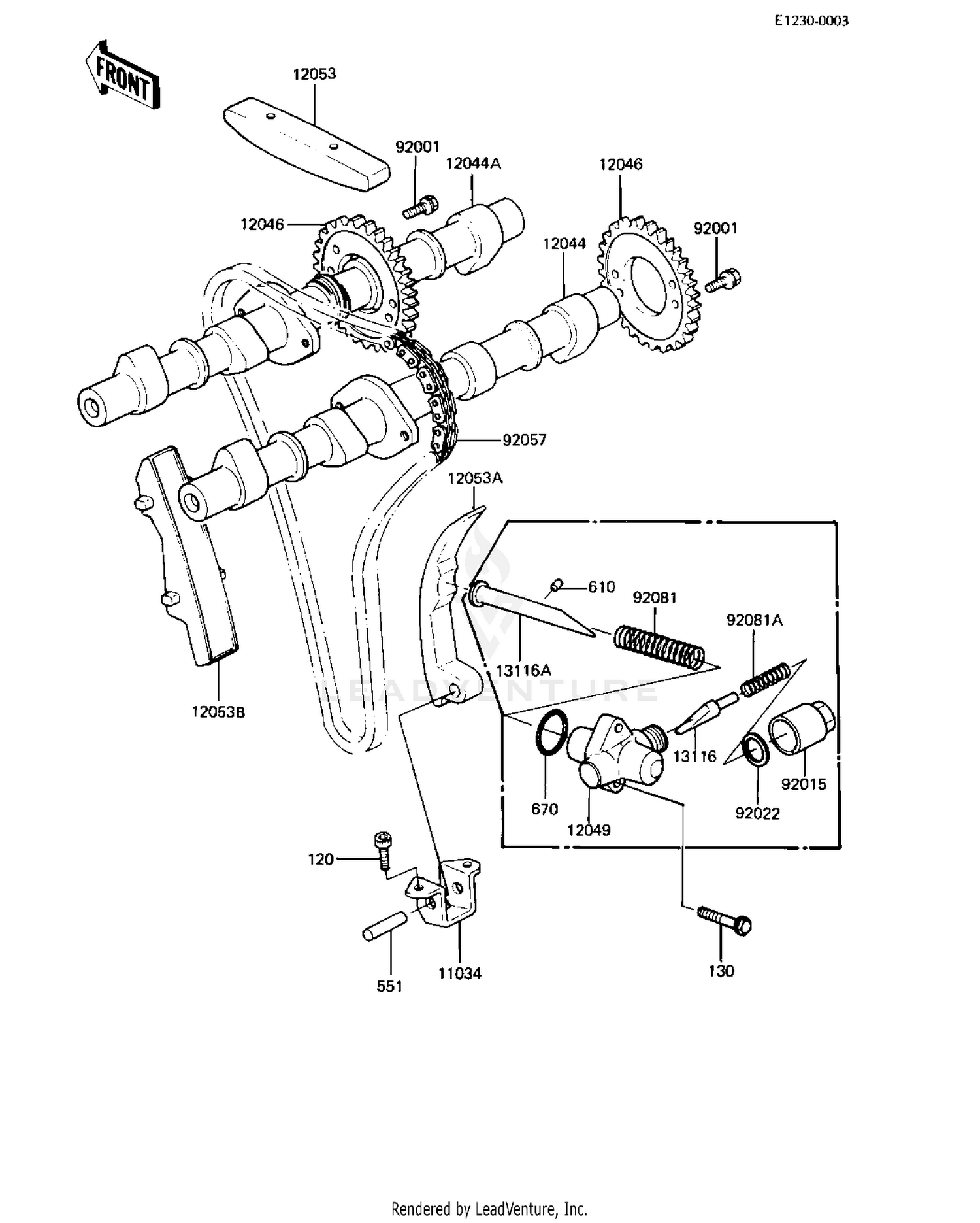 CAMSHAFTS/CHAIN/TENSIONER ('82-'83 C3/C4