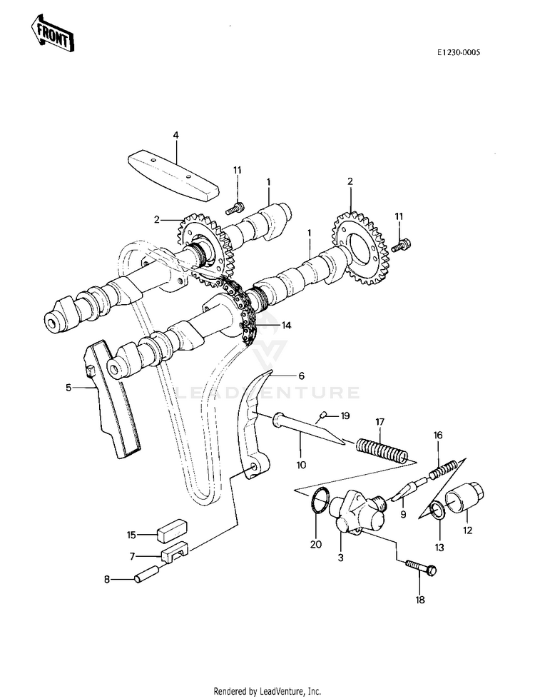 Camshafts/Chain/Tensioner Schematic