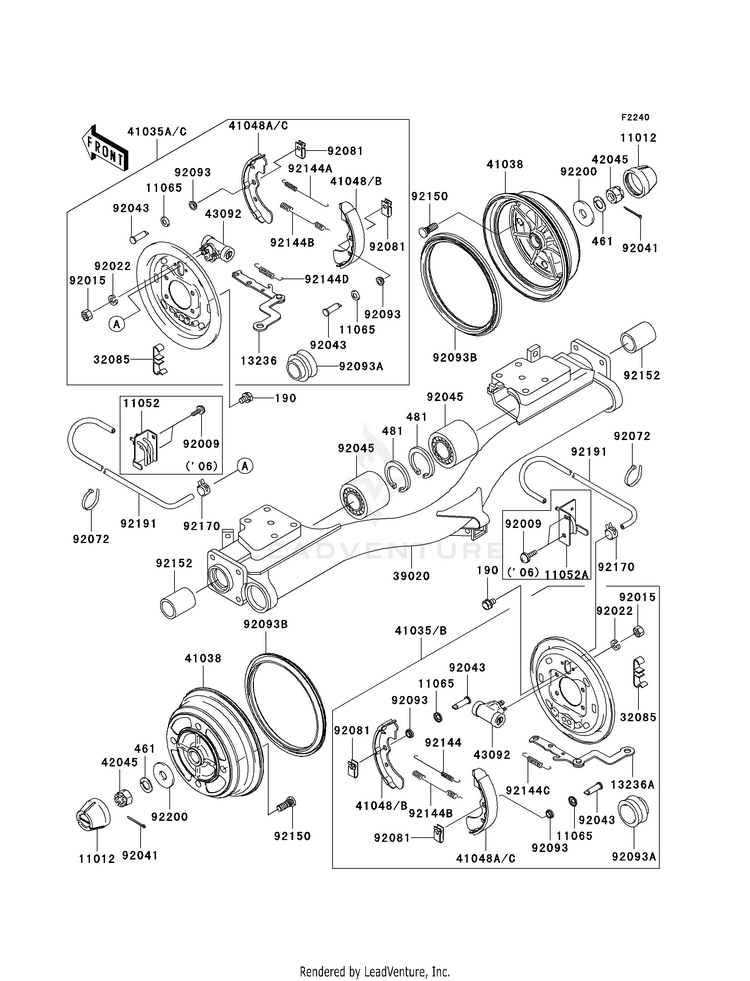 Rear Hubs/Brakes (H6f/H7f) Schematic