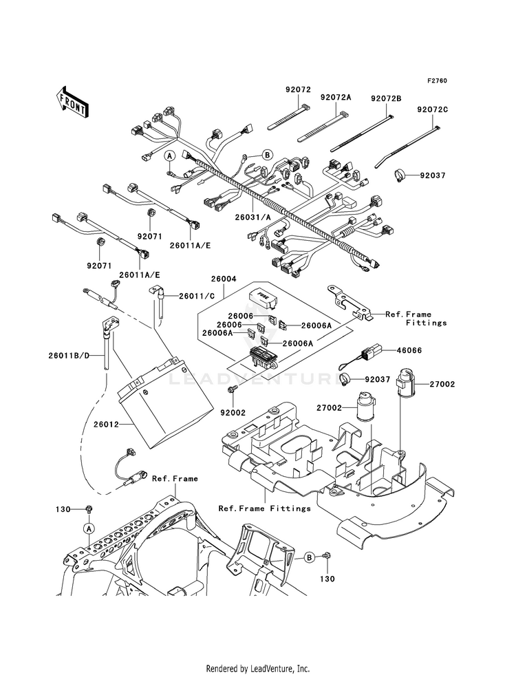Chassis Electrical Equipment KVF650G8F Brute Force 650 4x4i Hardwoods Green HD (2008) Schematic