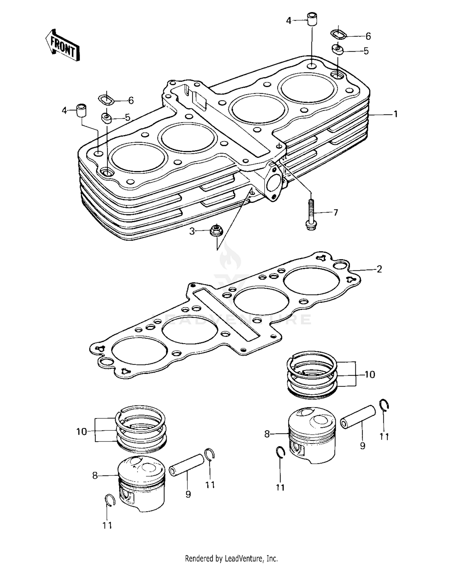 CYLINDER/PISTONS ('80-'81 C1/C2)