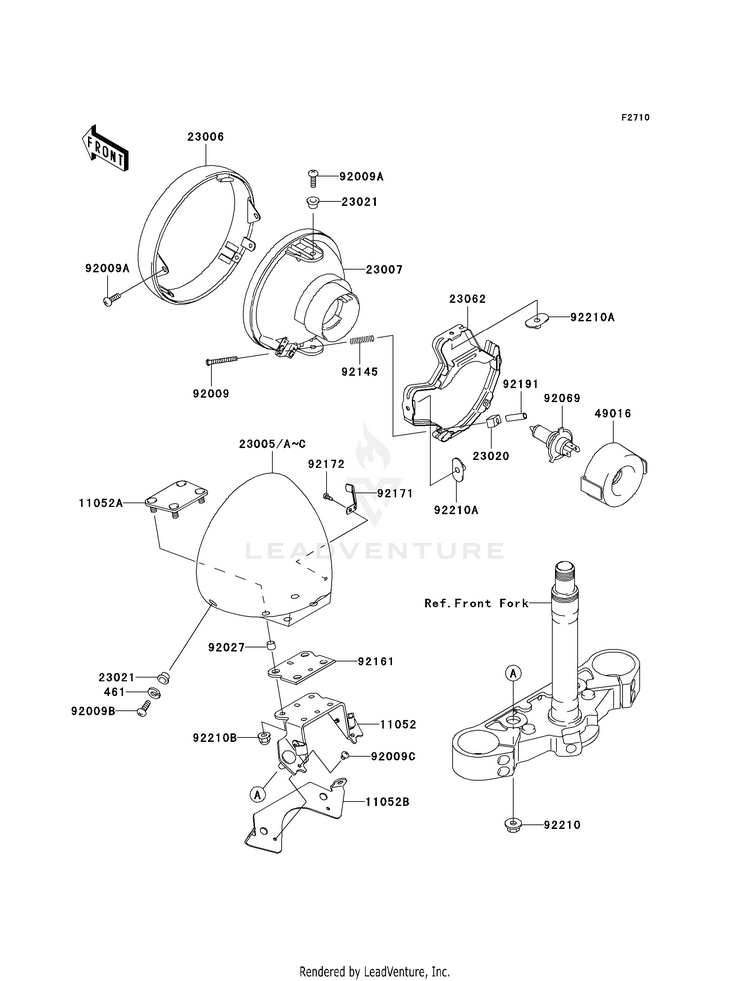 Headlight(S) VN1600B8F Vulcan 1600 Mean Streak (2008) Schematic