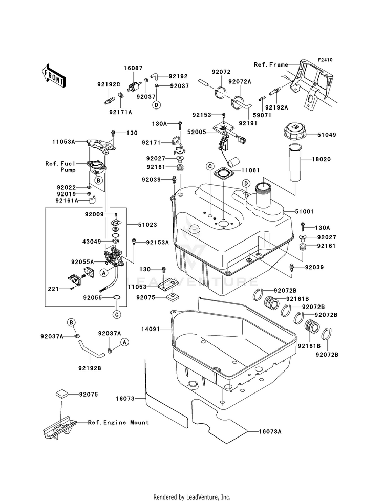 Fuel Tank (A6f) KVF750A6F Brute Force 750 4x4i (2006) Schematic