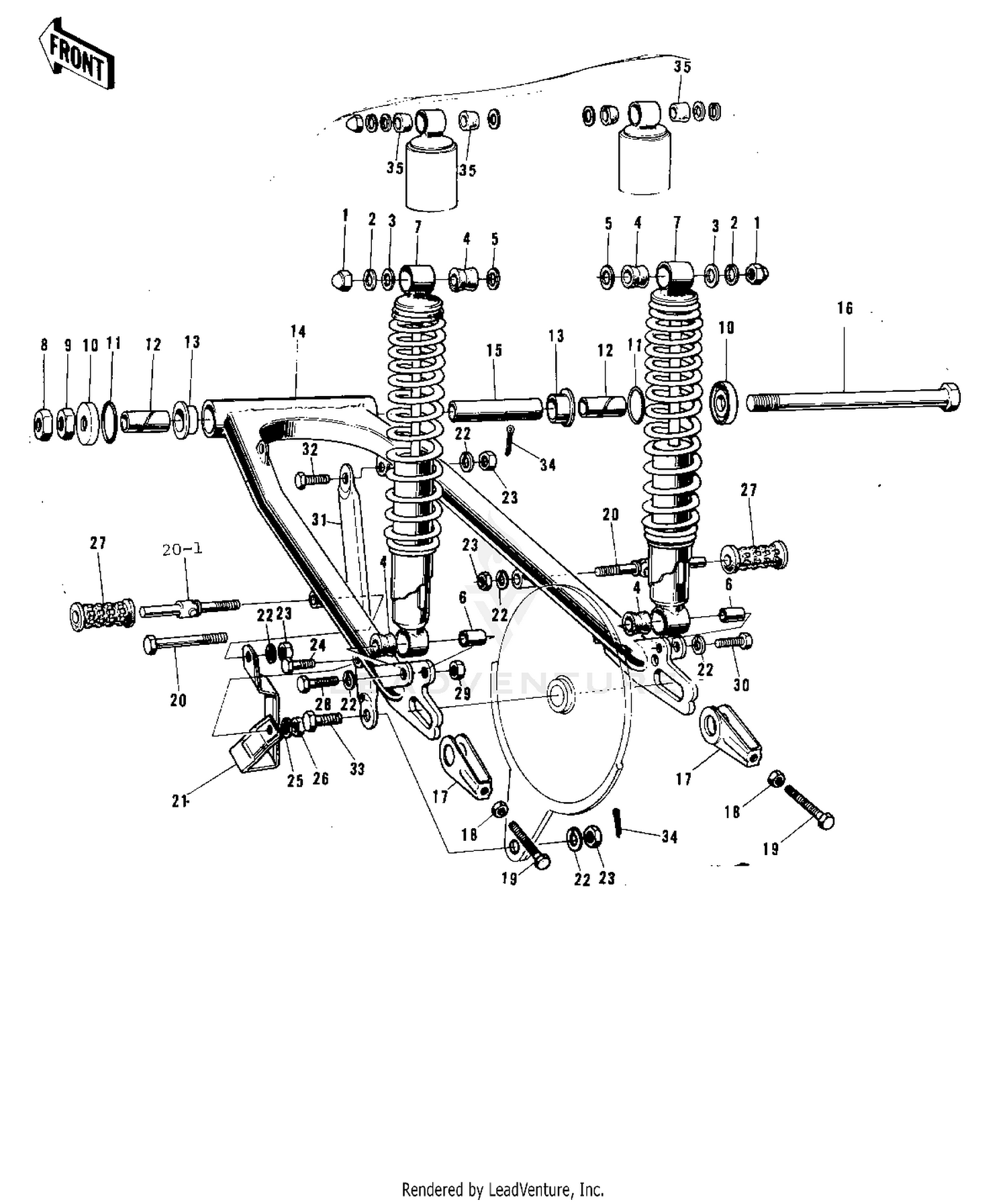 SWING ARM/SHOCK ABSORBERS ('72-'73 F9/F9