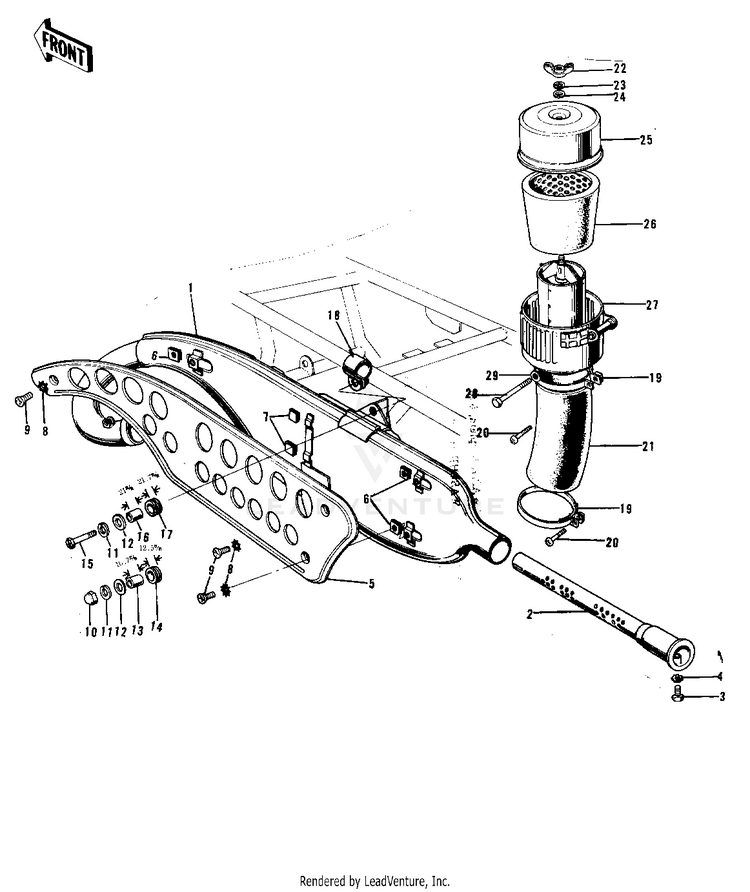 Air Cleaner/Muffler ('72-'73 F9/F9-A 350 Schematic