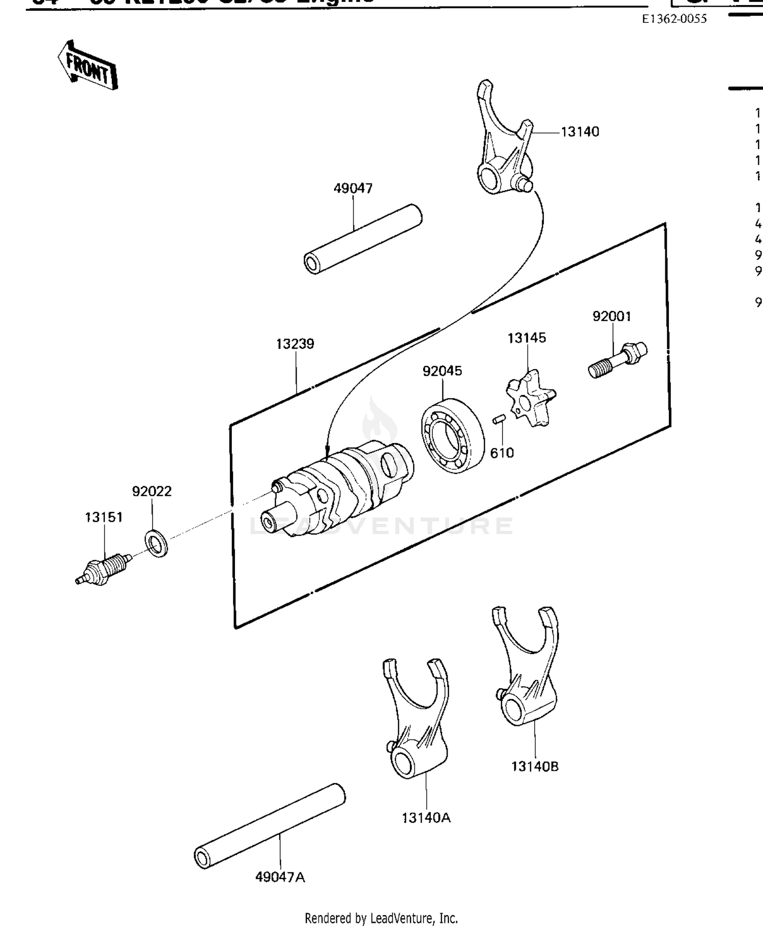 GEAR CHANGE DRUM & FORKS ('84-'85 C2/C3)