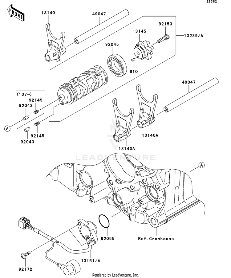 Gear Change Drum/Shift Fork(S) Schematic