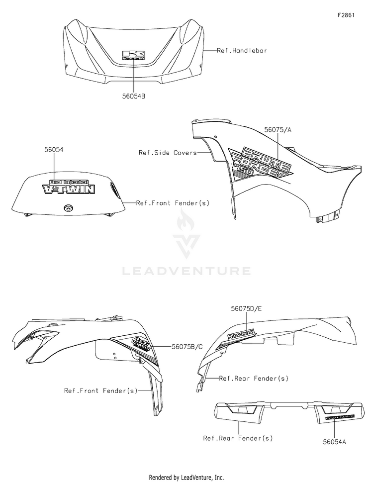 Decals KVF750LLF Brute Force 750 4x4i (2020) Schematic