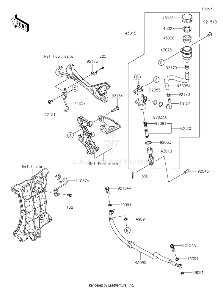 Rear Master Cylinder EX400HLF Ninja 400 (2020) Schematic