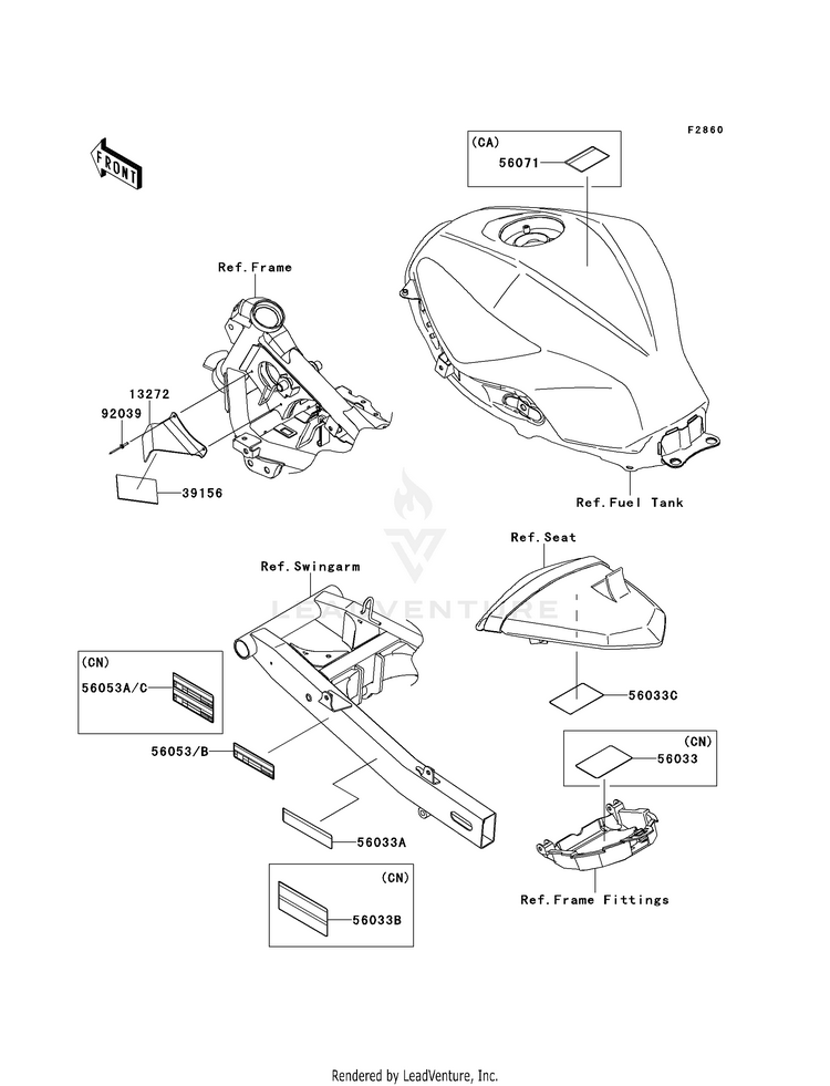 Labels EX300BEF Ninja 300 ABS (2014) Schematic