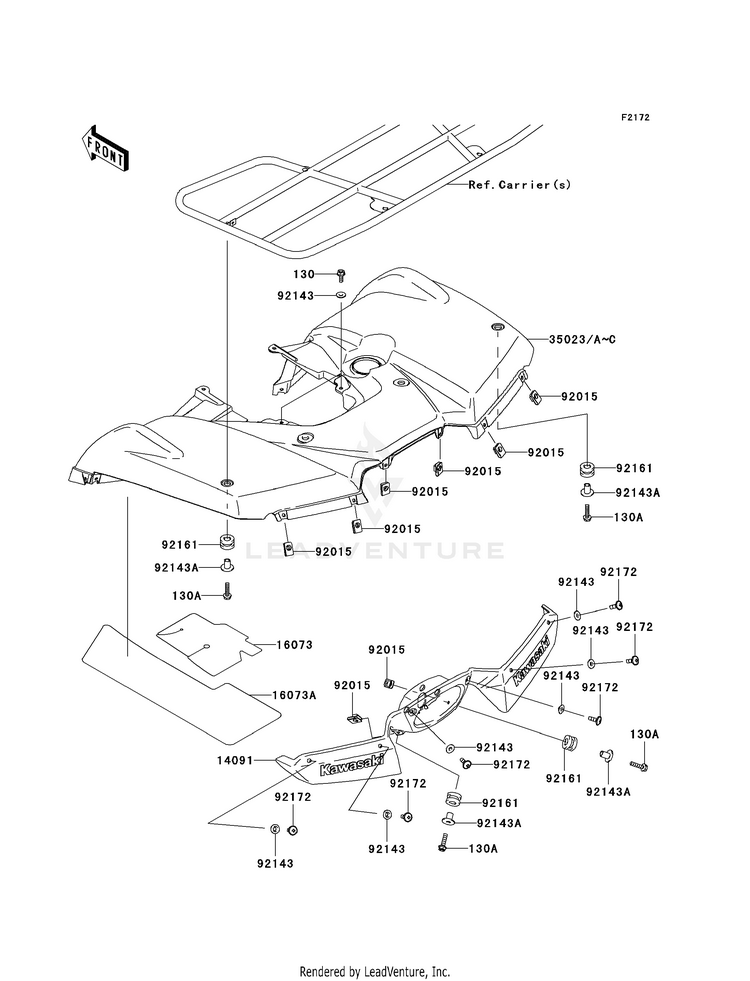 Rear Fender(S)(F6f-F8f) KVF650F8F Brute Force 650 4x4i (2008) Schematic