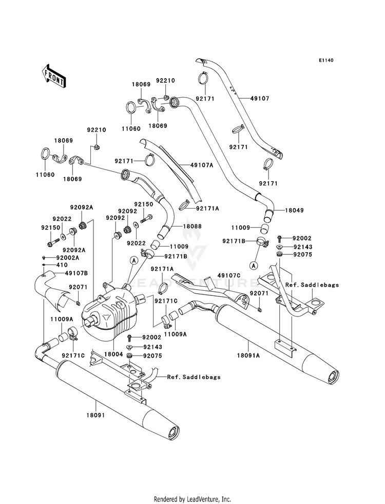 Muffler(S) VN1600D8F Vulcan 1600 Nomad (2008) Schematic