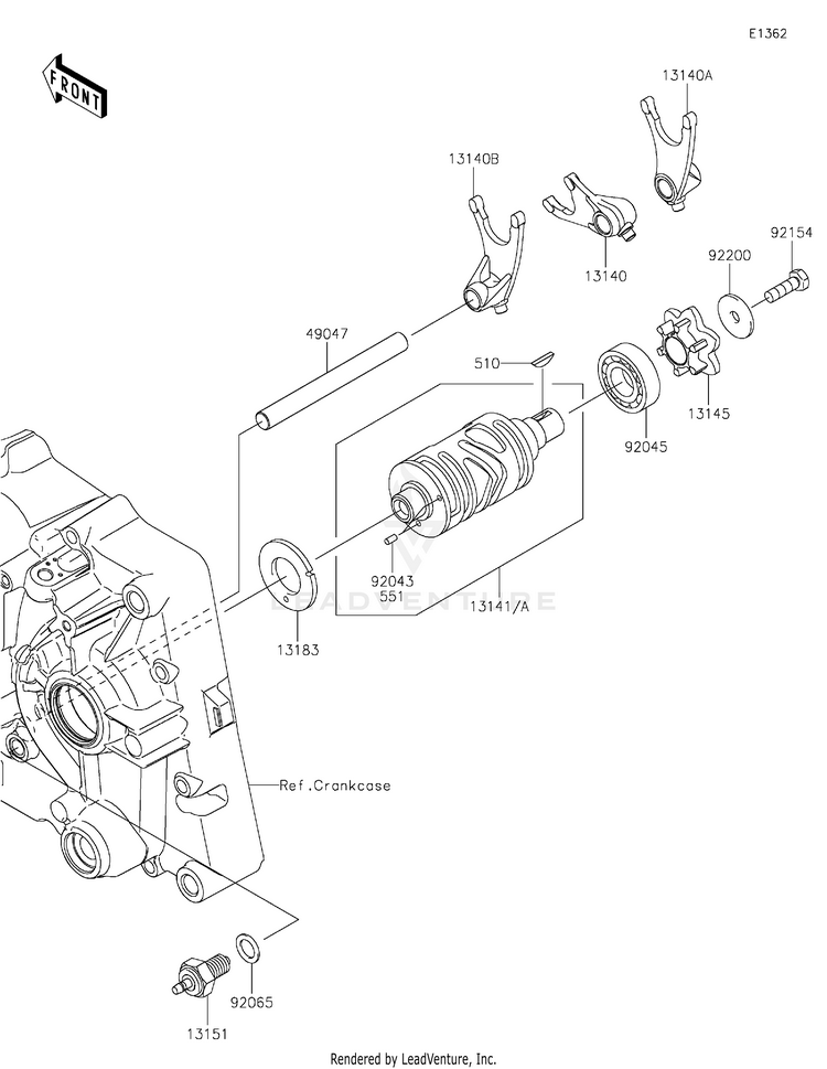 Gear Change Drum/Shift Fork(S) Schematic