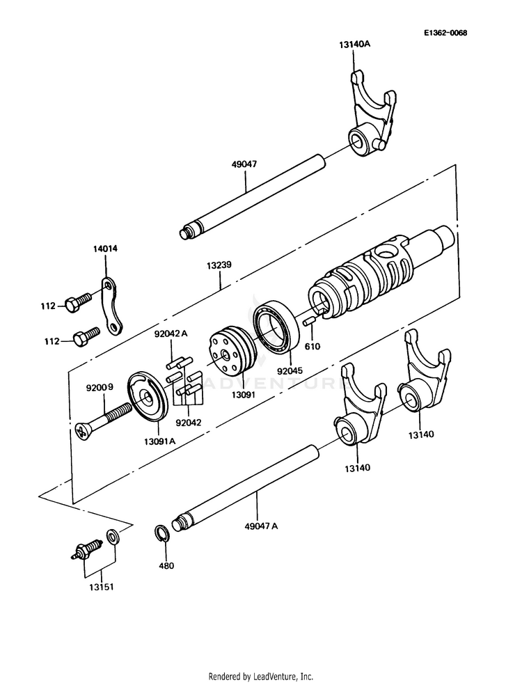 Gear Change Drum/Shift Fork(S) Schematic