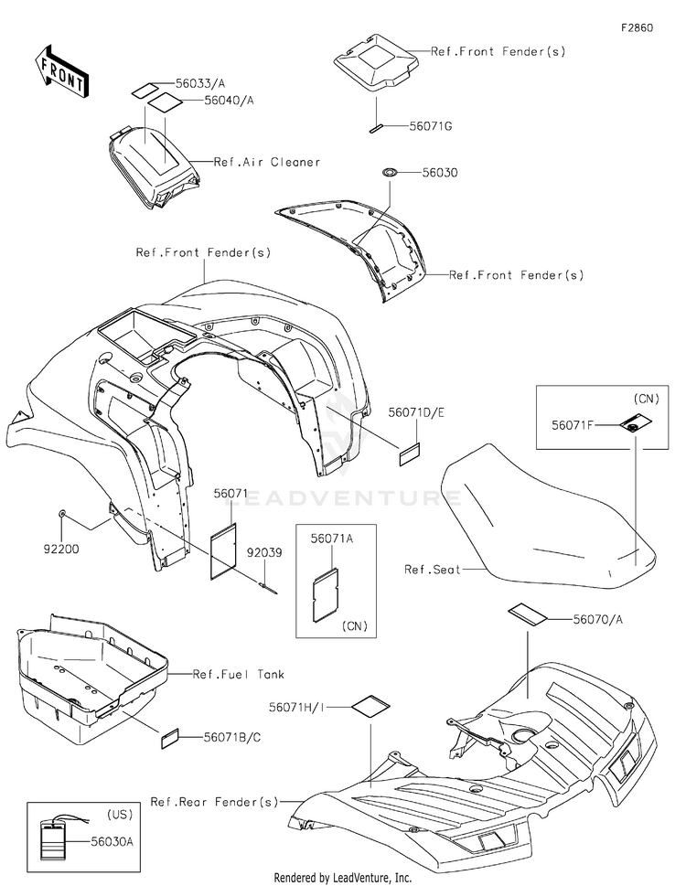 Labels KVF750HLF Brute Force 750 4x4i EPS Camo (2020) Schematic