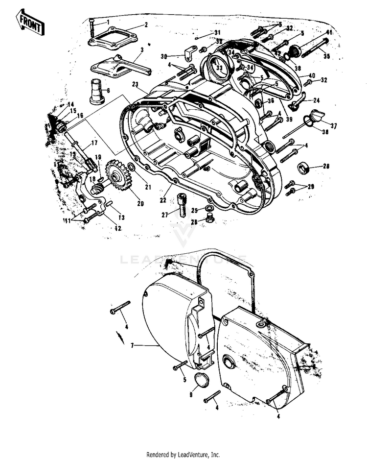 Engine Covers ('74-'75 F9-B/F9-C 350) Schematic
