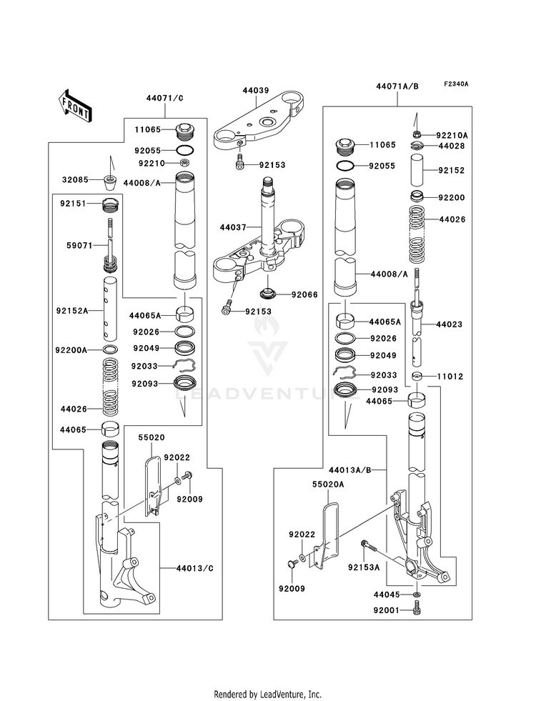 Front Fork (B7f/B7fa/B8f/B8fa) VN1600B8F Vulcan 1600 Mean Streak (2008) Schematic