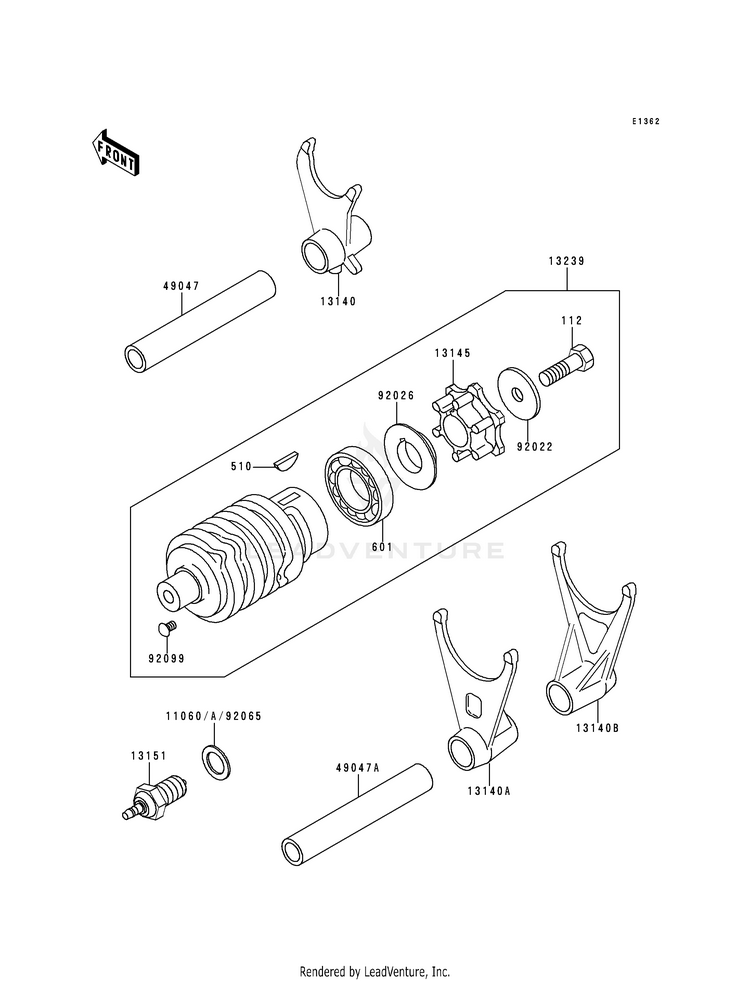 Gear Change Drum/Shift Fork(S) Schematic
