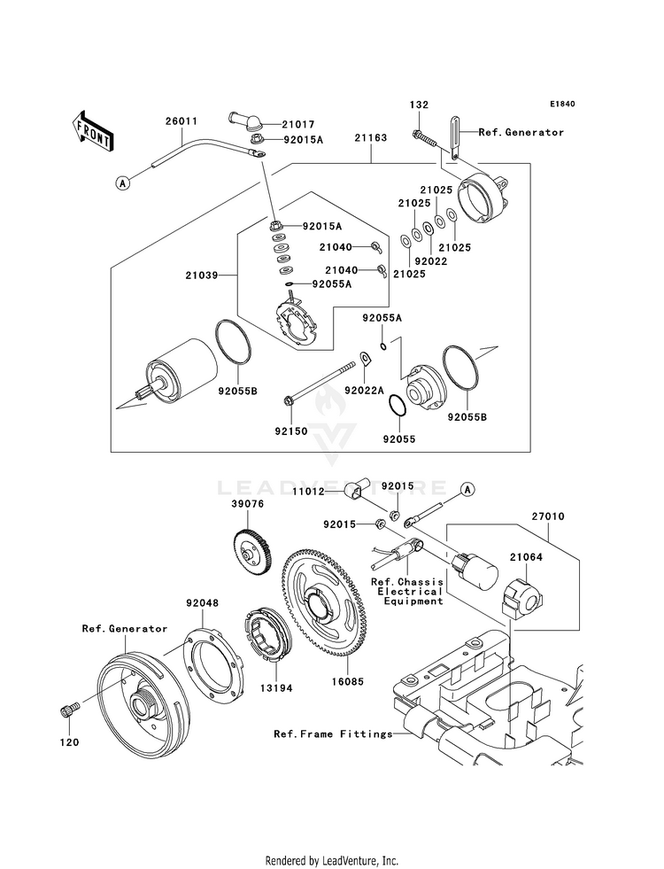 Starter Motor KVF750-A1 Brute Force 750 4x4i (2005) Schematic