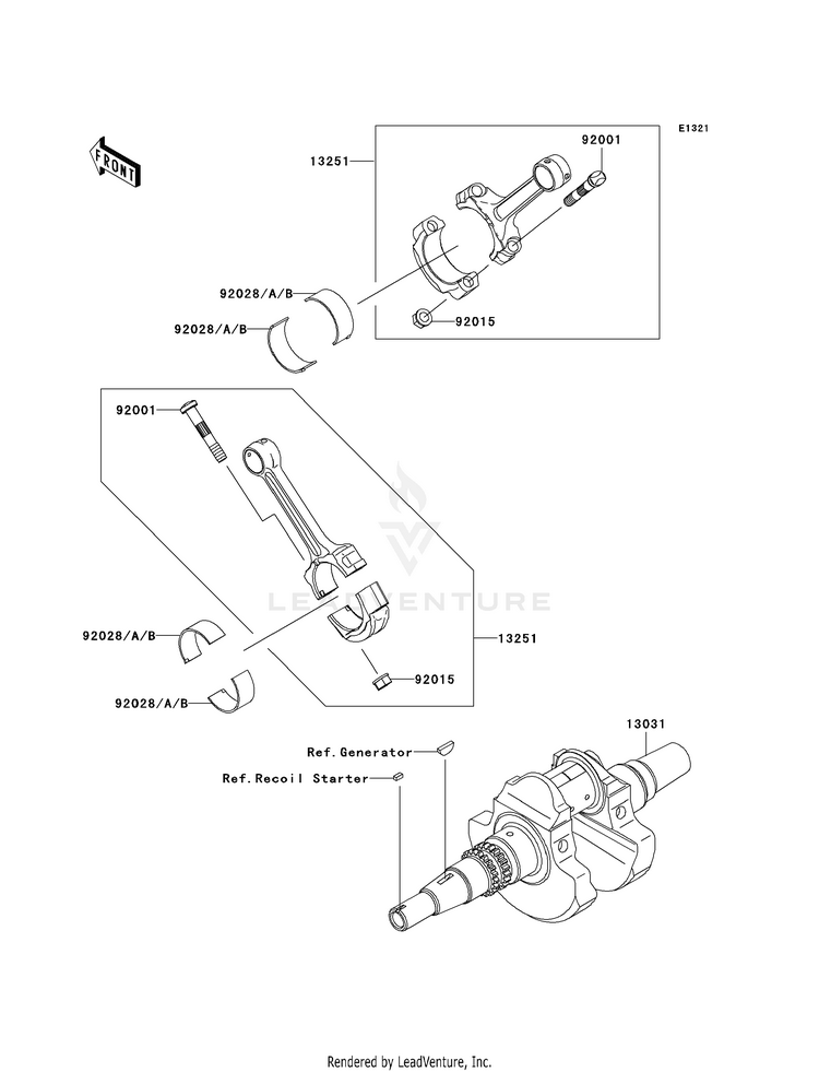 Crankshaft KVF650F8F Brute Force 650 4x4i (2008) Schematic