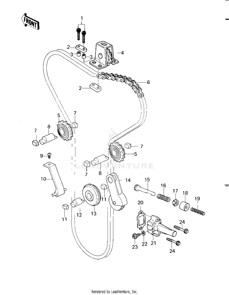 Cam Chain/Tensioner ('79-'81 C2/C3/C4) Schematic