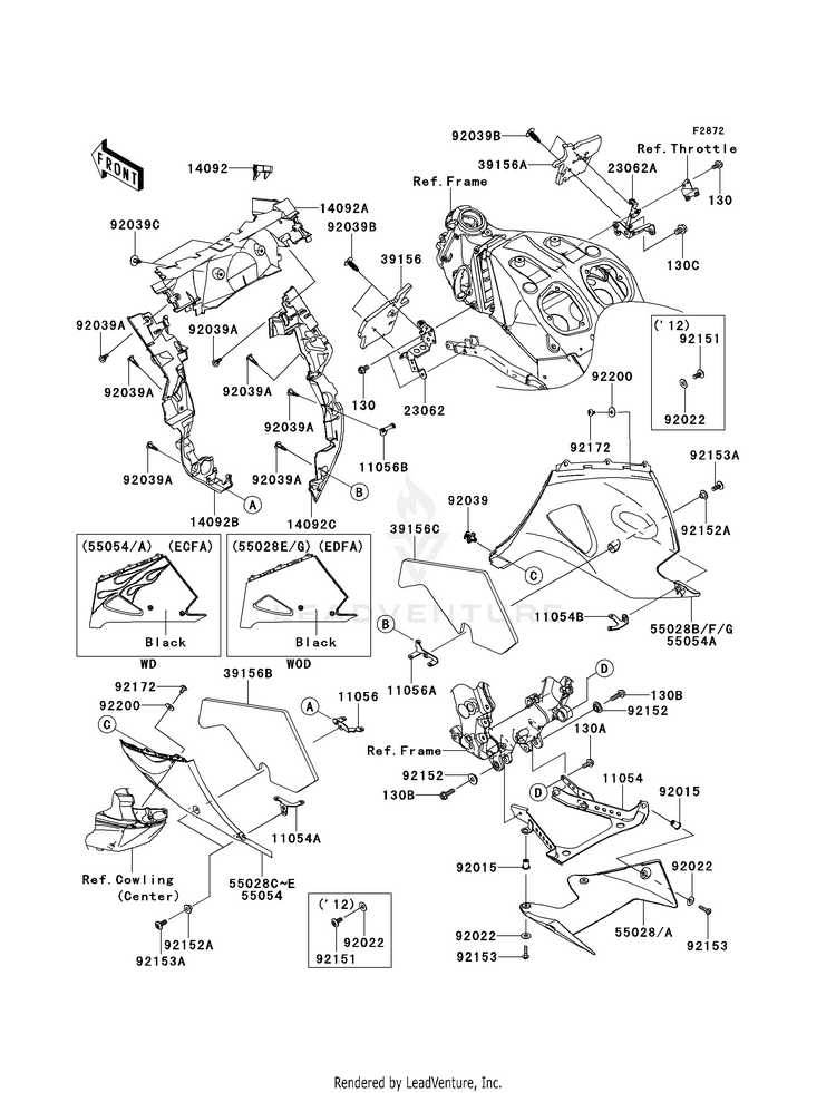 Cowling Lowers ZX1400EDF Ninja ZX-14R (2013) Schematic