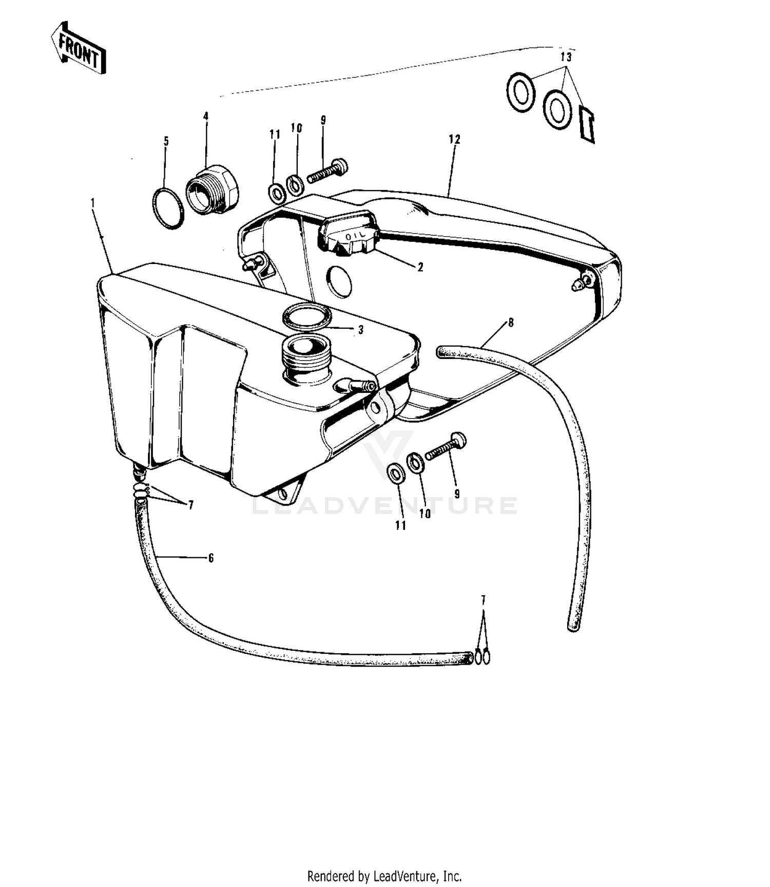 SIDE COVER/OIL TANK ('74-'75 B/C)