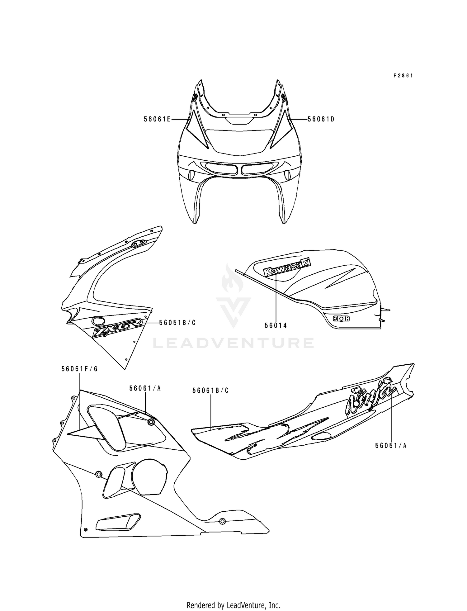 DECALS (GREEN/WHITE)(ZX600-F1)
