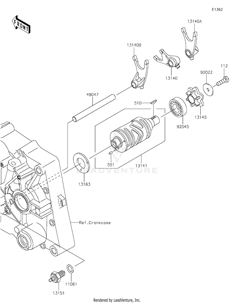 Gear Change Drum/Shift Fork(S) Schematic