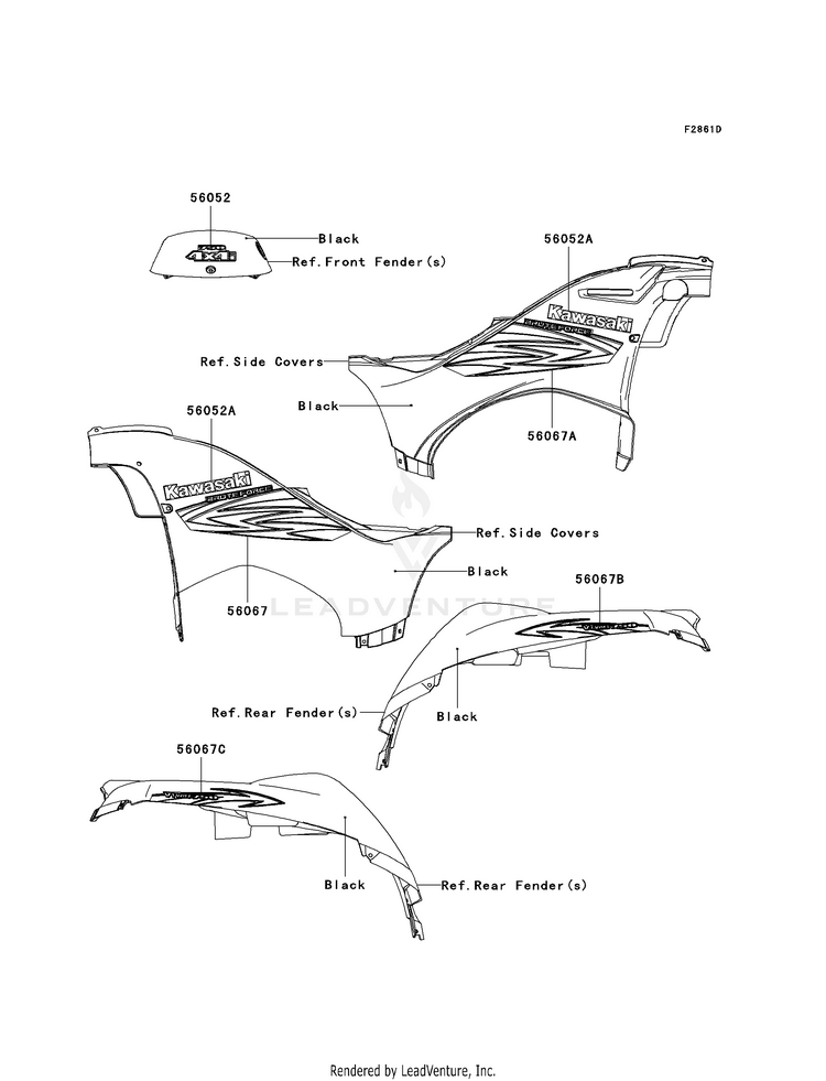 Decals (Black)(A7f) KVF750A7F Brute Force 750 4x4i (2007) Schematic