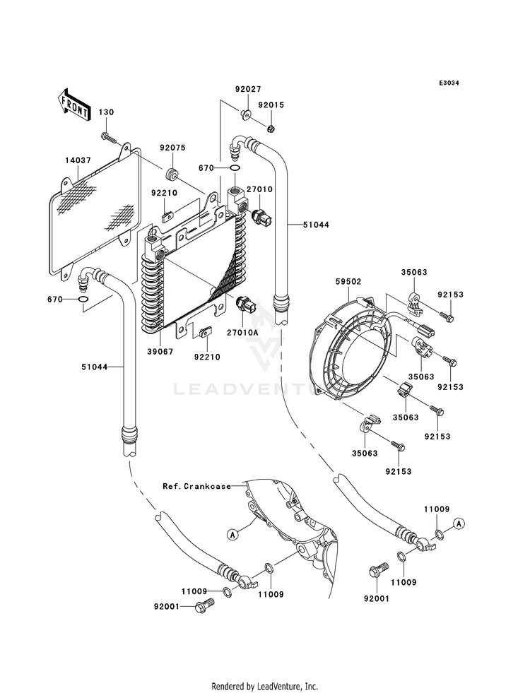 Oil Cooler KVF360CAF Prairie 360 4X4 Realtree APG HD (2010) Schematic