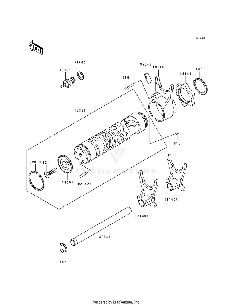 Gear Change Drum/Shift Fork(S) Schematic
