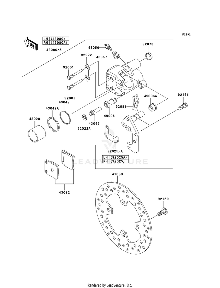 Front Brake KVF360AAF Prairie 360 4X4 (2010) Schematic