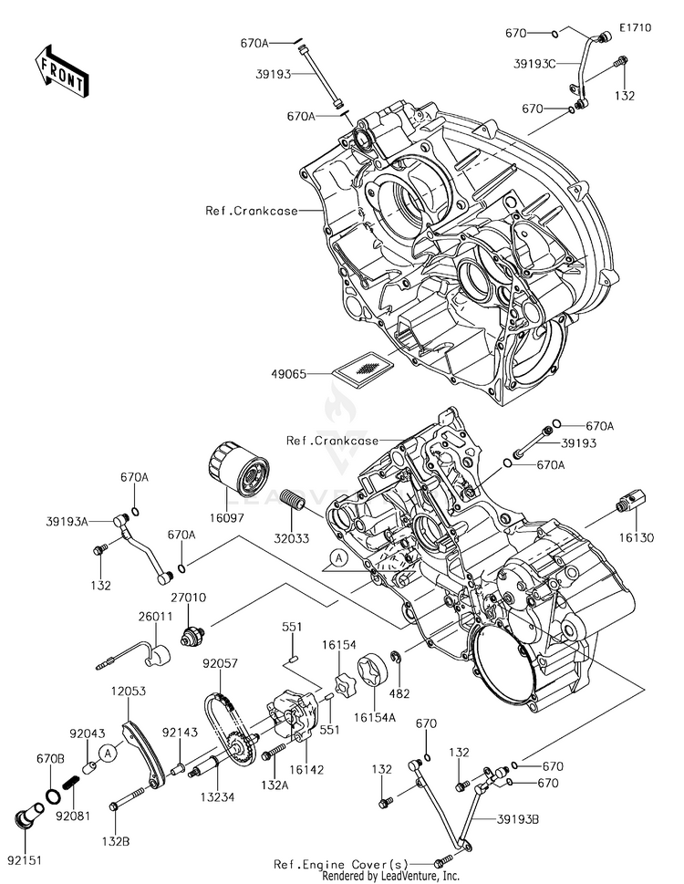 Oil Pump/Oil Filter KVF750GGF Brute Force 750 4x4i EPS (2016) Schematic