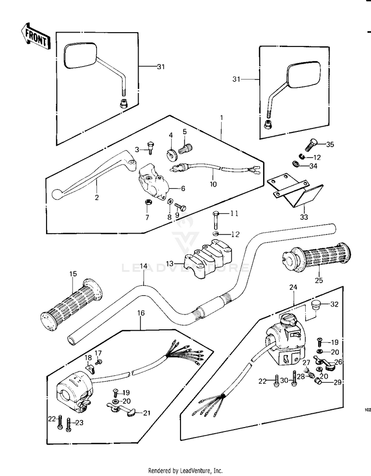 Handlebar ('79-'81 C2/C3/C4) Schematic
