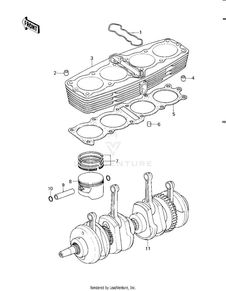 Cylinder/Pistons/Crankshaft ('79-'81 C2/ Schematic