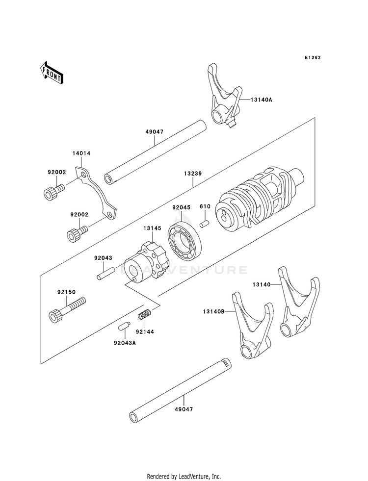 Gear Change Drum/Shift Fork(S) Schematic