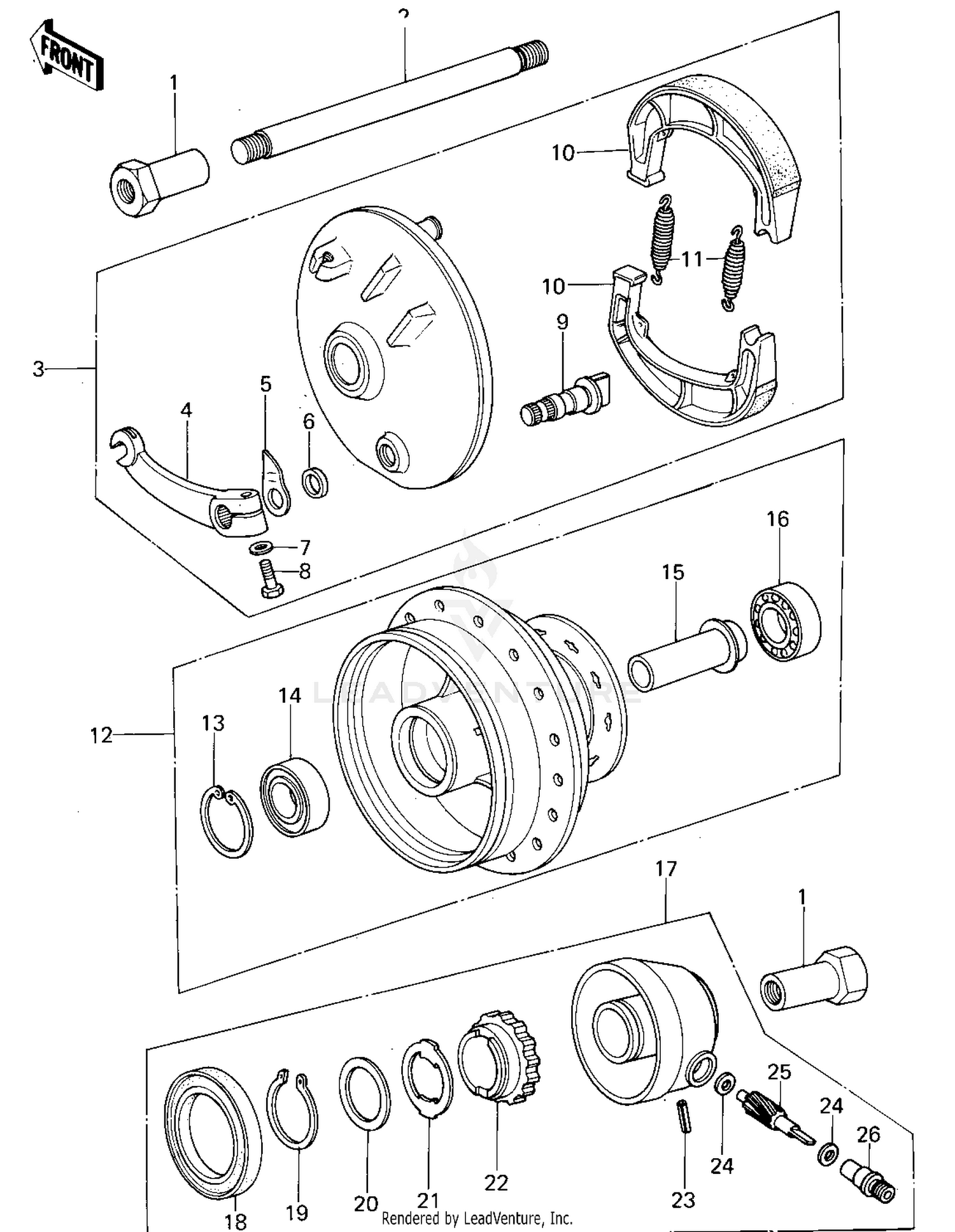 FRONT HUB/BRAKE ('78-'79 KL250-A1/A1A/A2