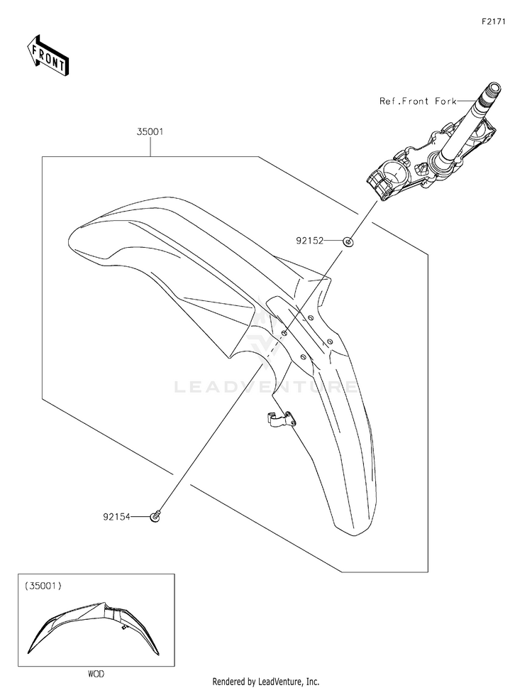 Front Fender(S) KL650HTFAL KLR650 Adventure ABS (2026) Schematic