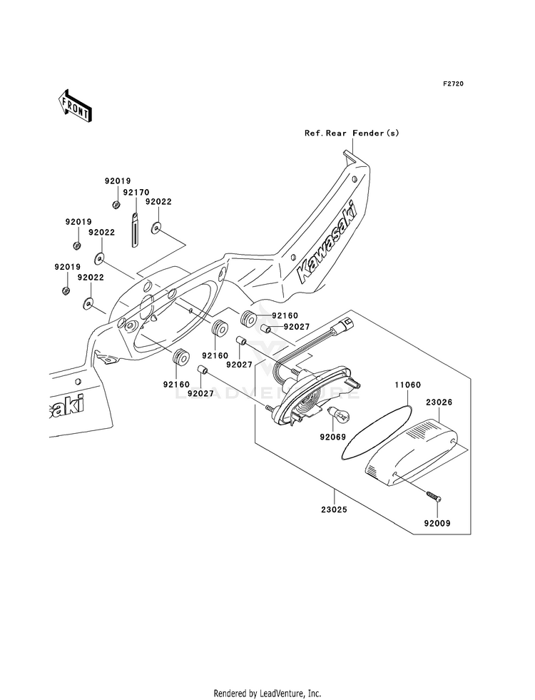 Taillight(S) KVF750E8F Brute Force 750 4x4i Hardwoods Green HD (2008) Schematic