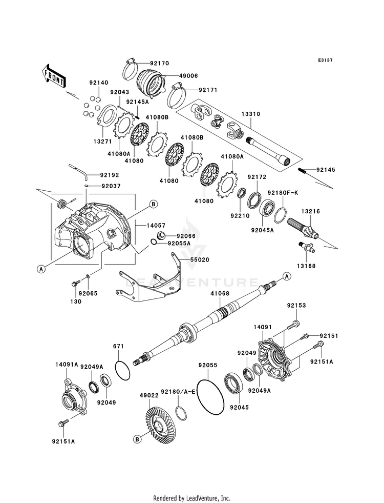 Drive Shaft-Rear KVF360CAF Prairie 360 4X4 Realtree APG HD (2010) Schematic